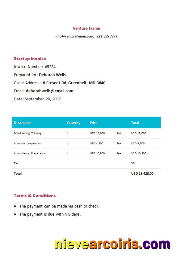 Free Startup Invoice